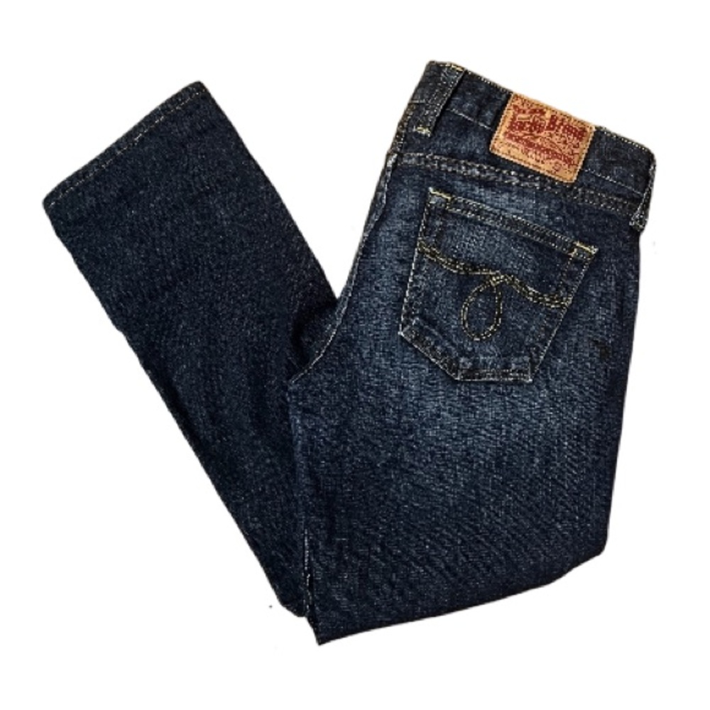 Lucky Brand Dungarees by Gene Montesno crop distressed Blue Denim Jeans …